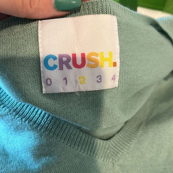 Crush Mint Green Prague V-neck cotton/silk/cashmere blend sweater, 2/M! - Picture 7 of 9